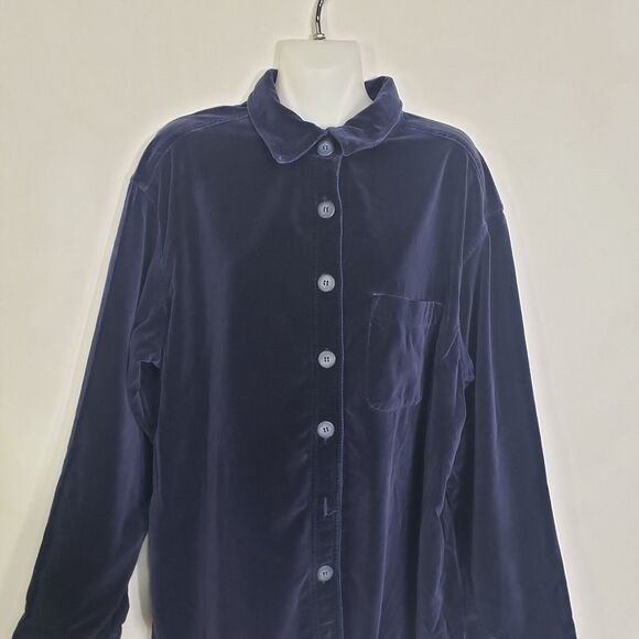 Susan Bristol Casuals Womens Jacket Size Large Blue Velvet Button Front Pocket - Picture 3 of 9